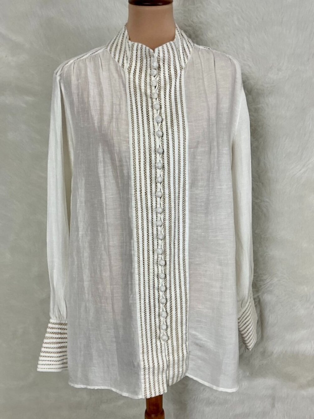 Soft Surroundings Ivory Lace Long Sleeve Crochet Button Lilith Blouse NWOT 2X
